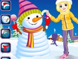 Winter Snowman and Girl
