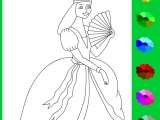 Раскраски: Принцесса с веером