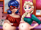 Игра Леди Баг и Эльза - беременные подруги